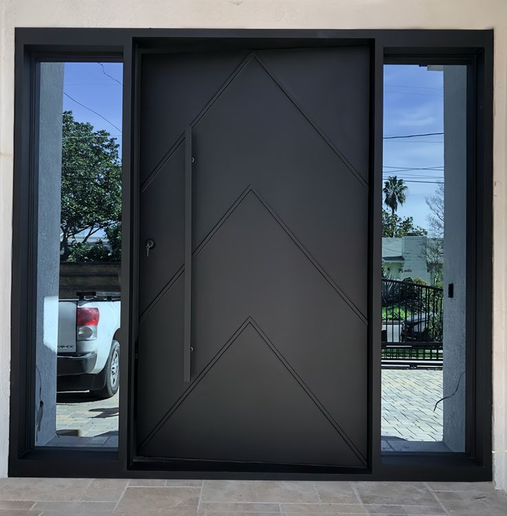 Steel pivot entry door