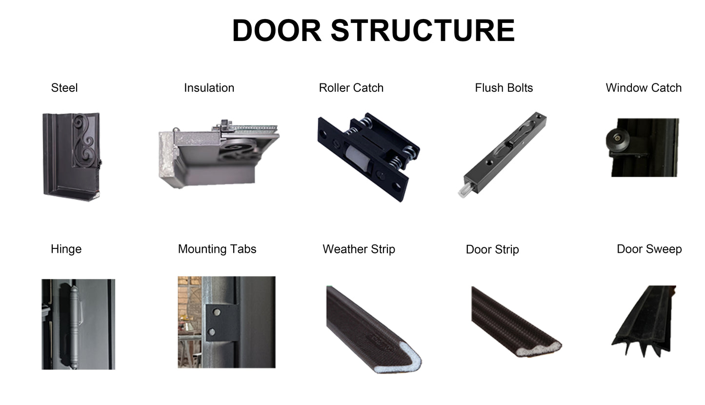 Luxury black double wrought iron door