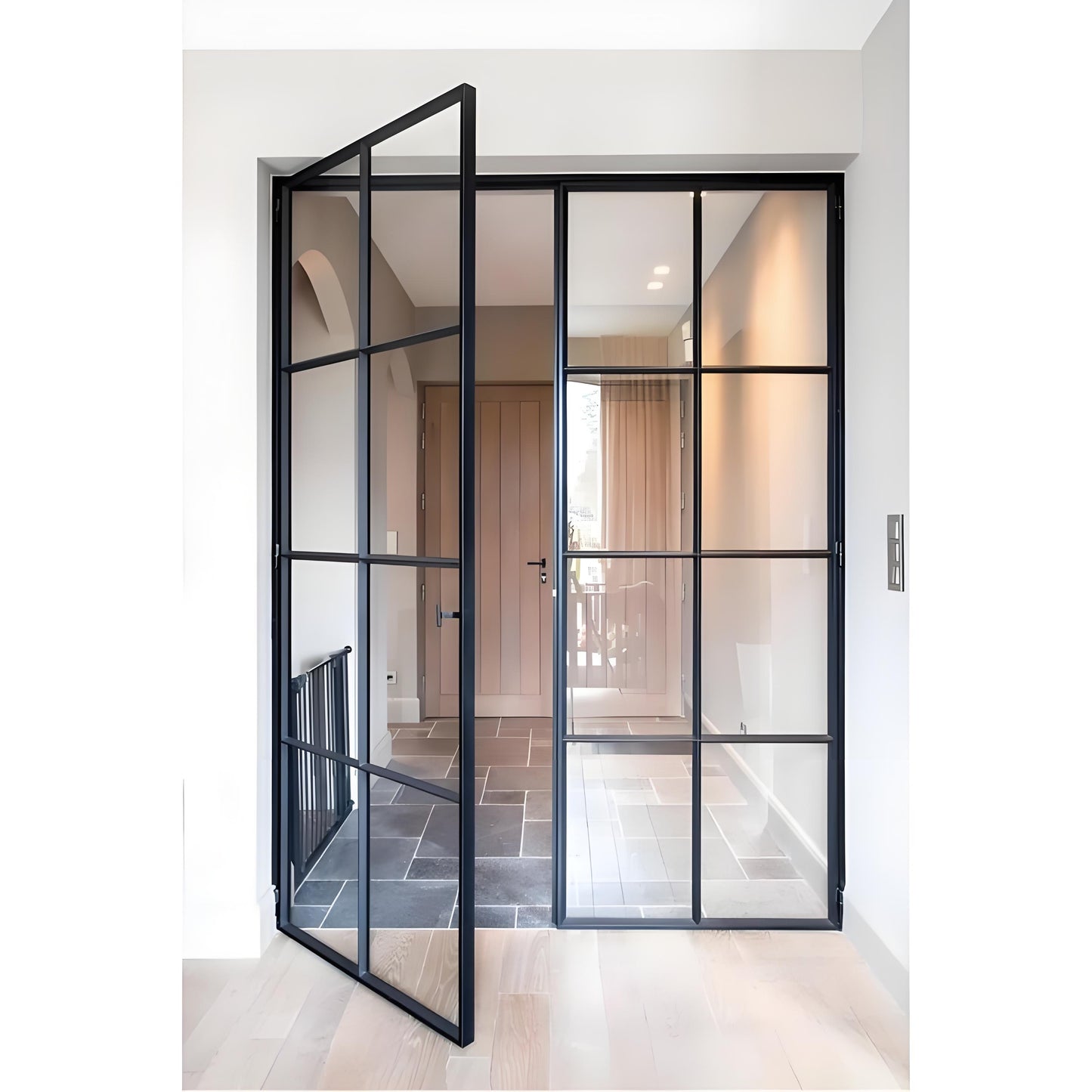 Matte Black Double Steel French Door
