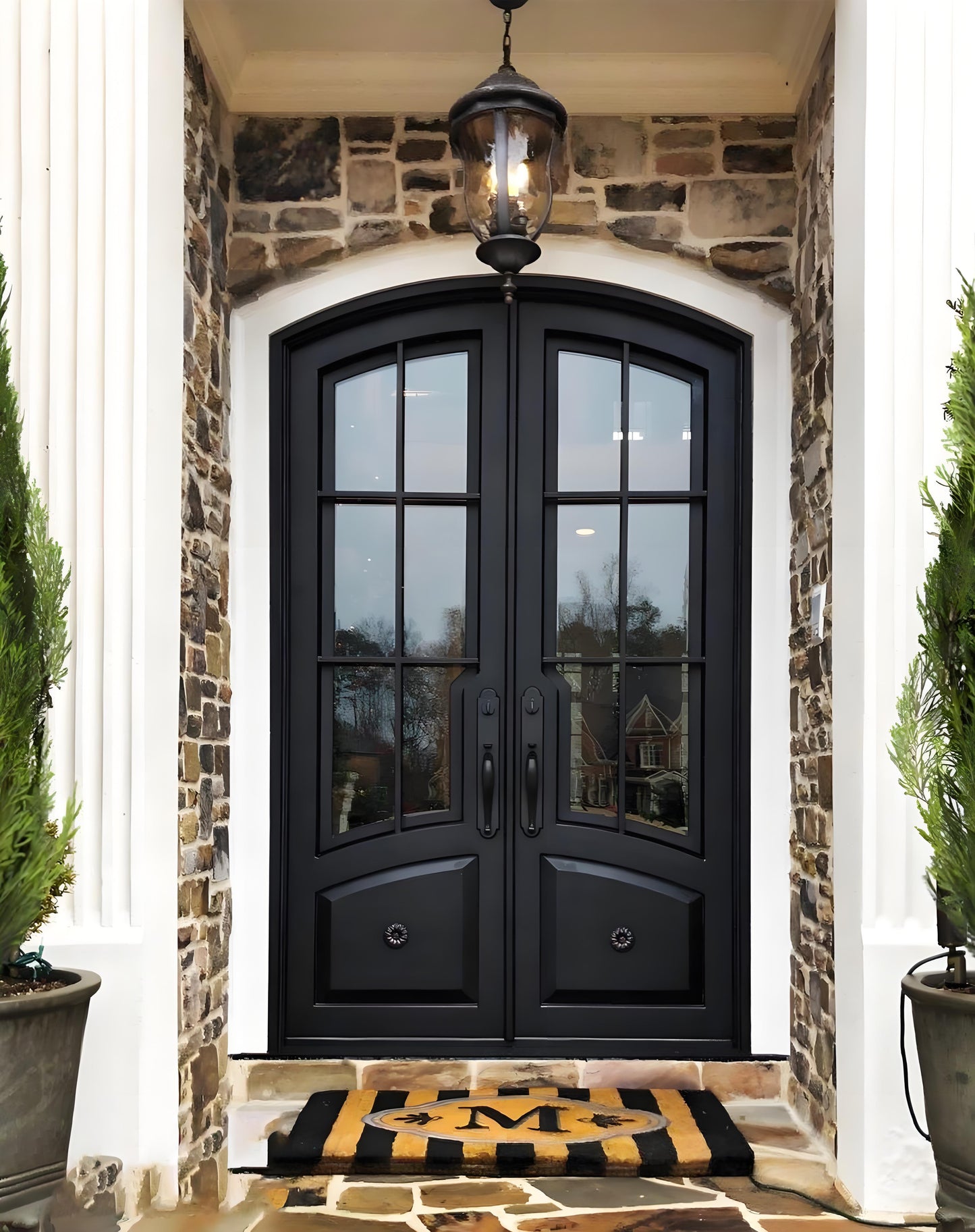 Custom double front iron door