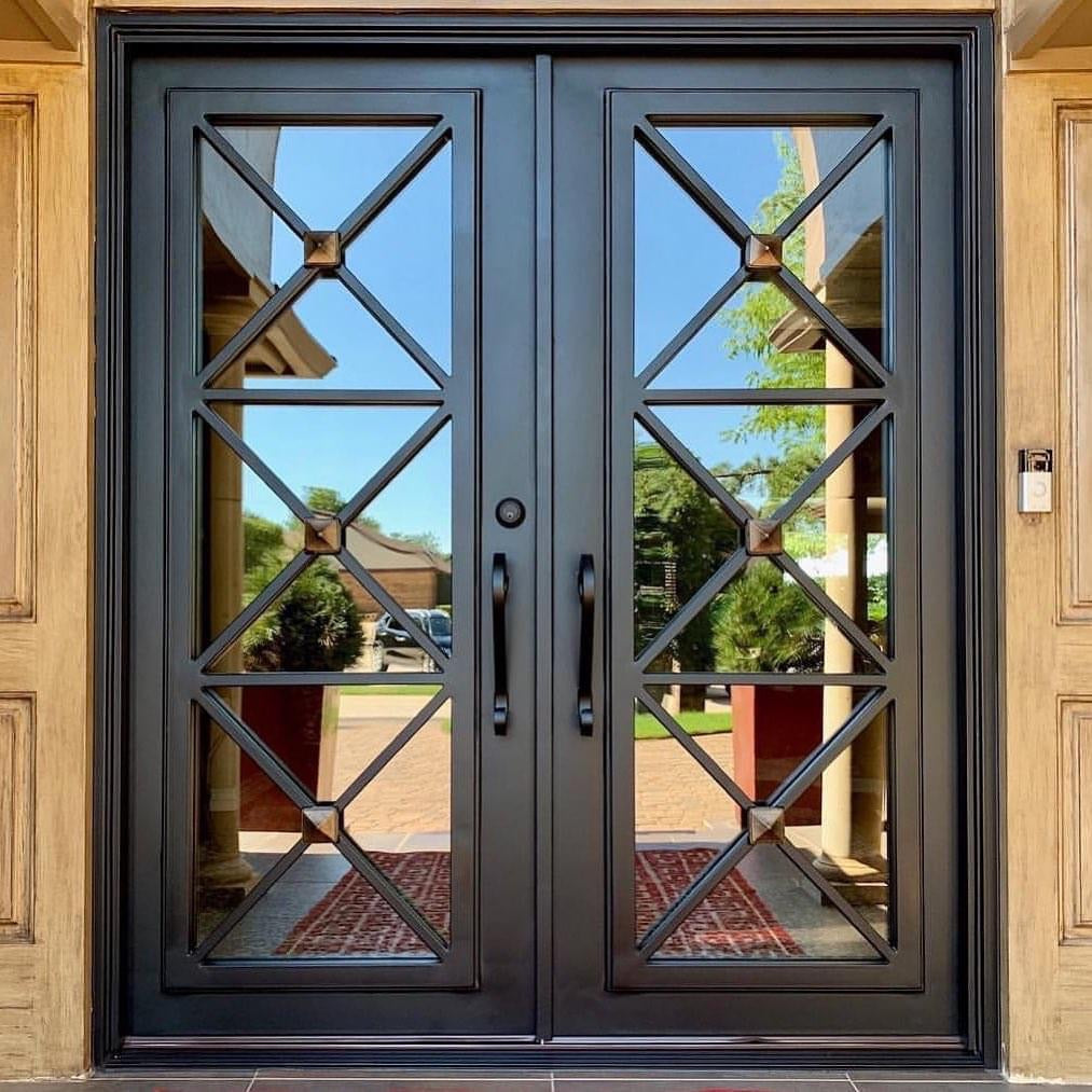 Modern Cross Double Iron Door