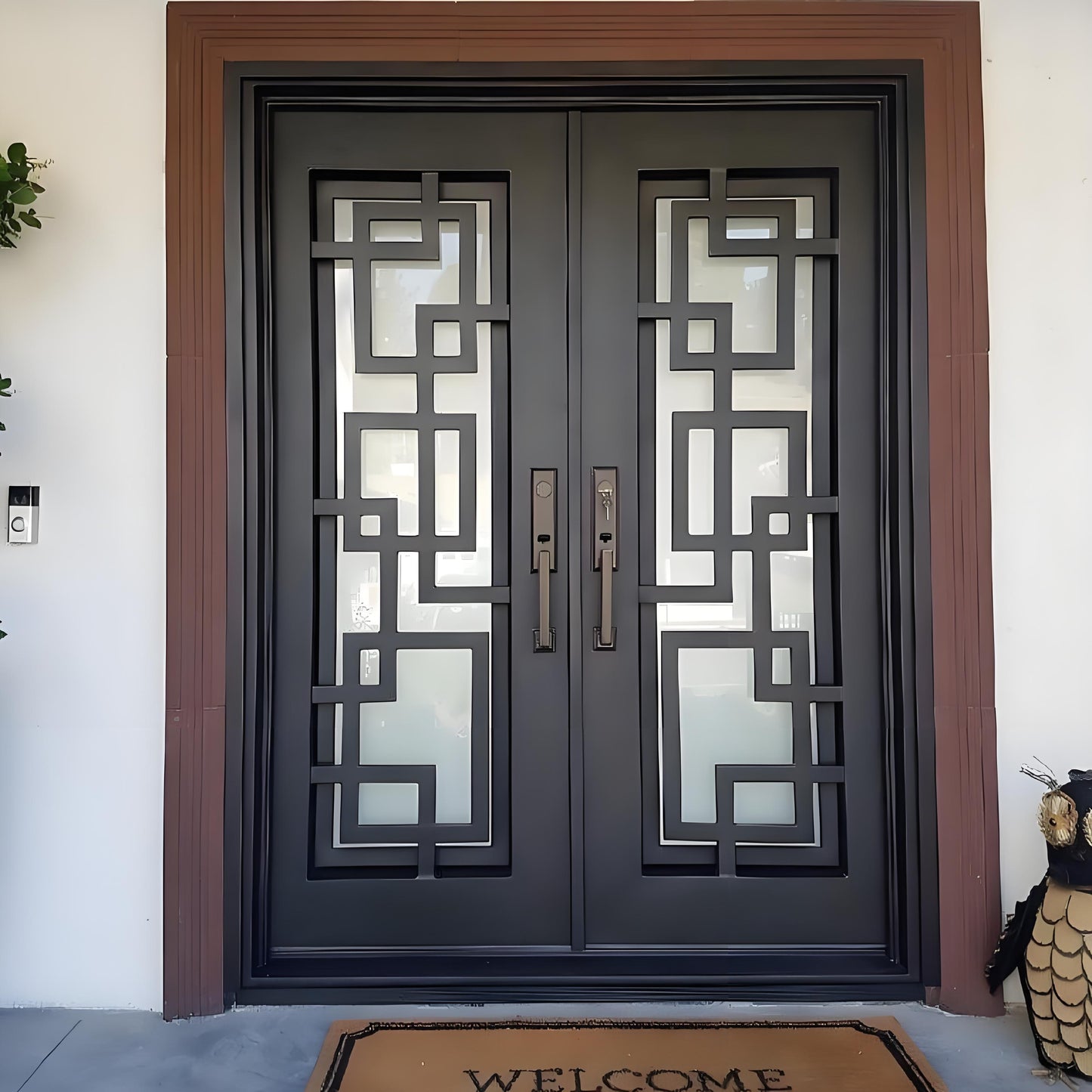 Modern double iron doors