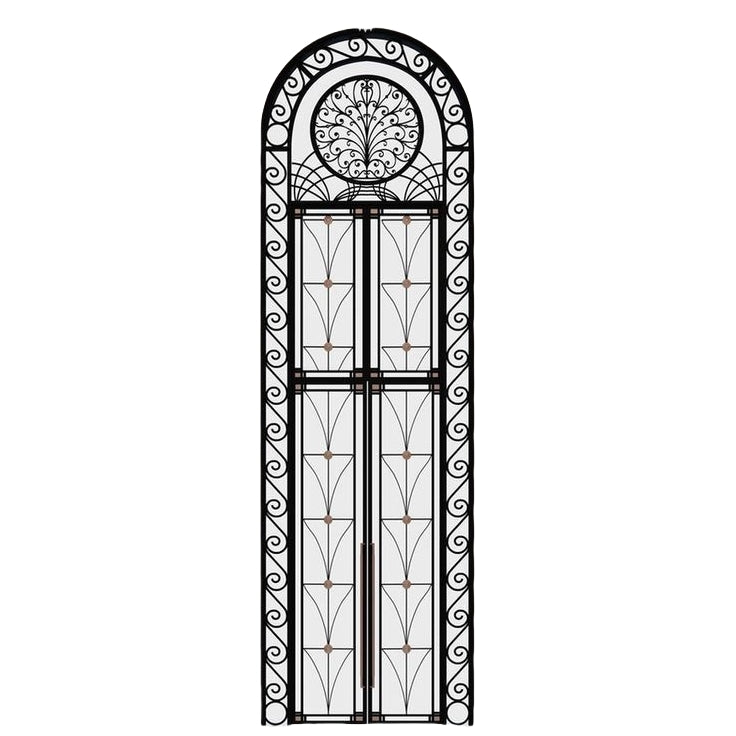 Luxury black double wrought iron door