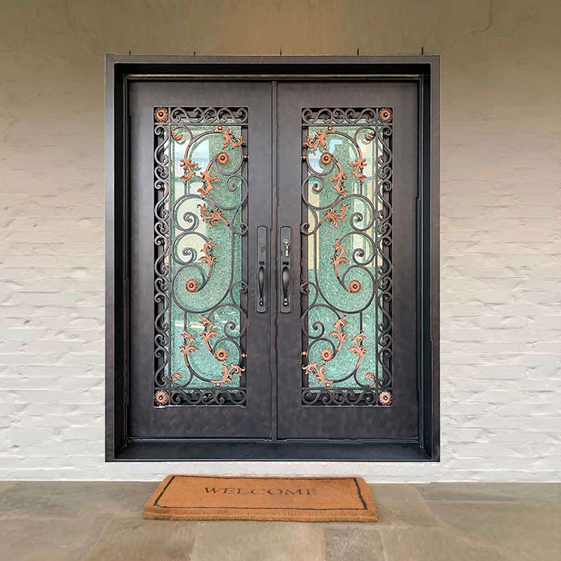Entrance exterior wrought iron doors
