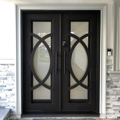 Modern Iron Entry Door with Elegant Oval Design