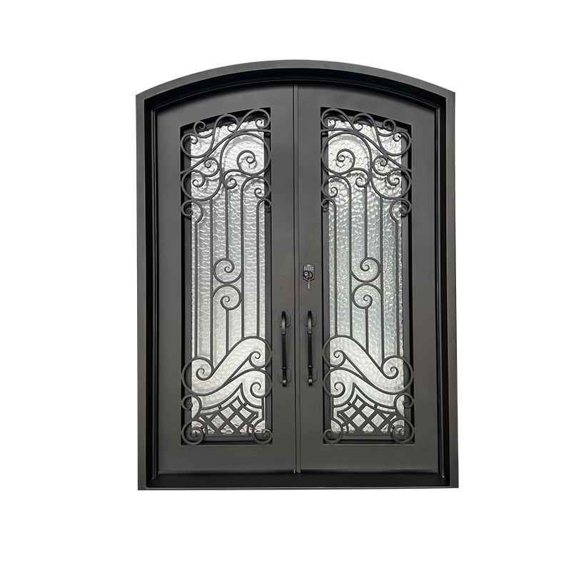 Wrought Iron Security Entranced Door Metallic Exterior Metal Front Entry Door