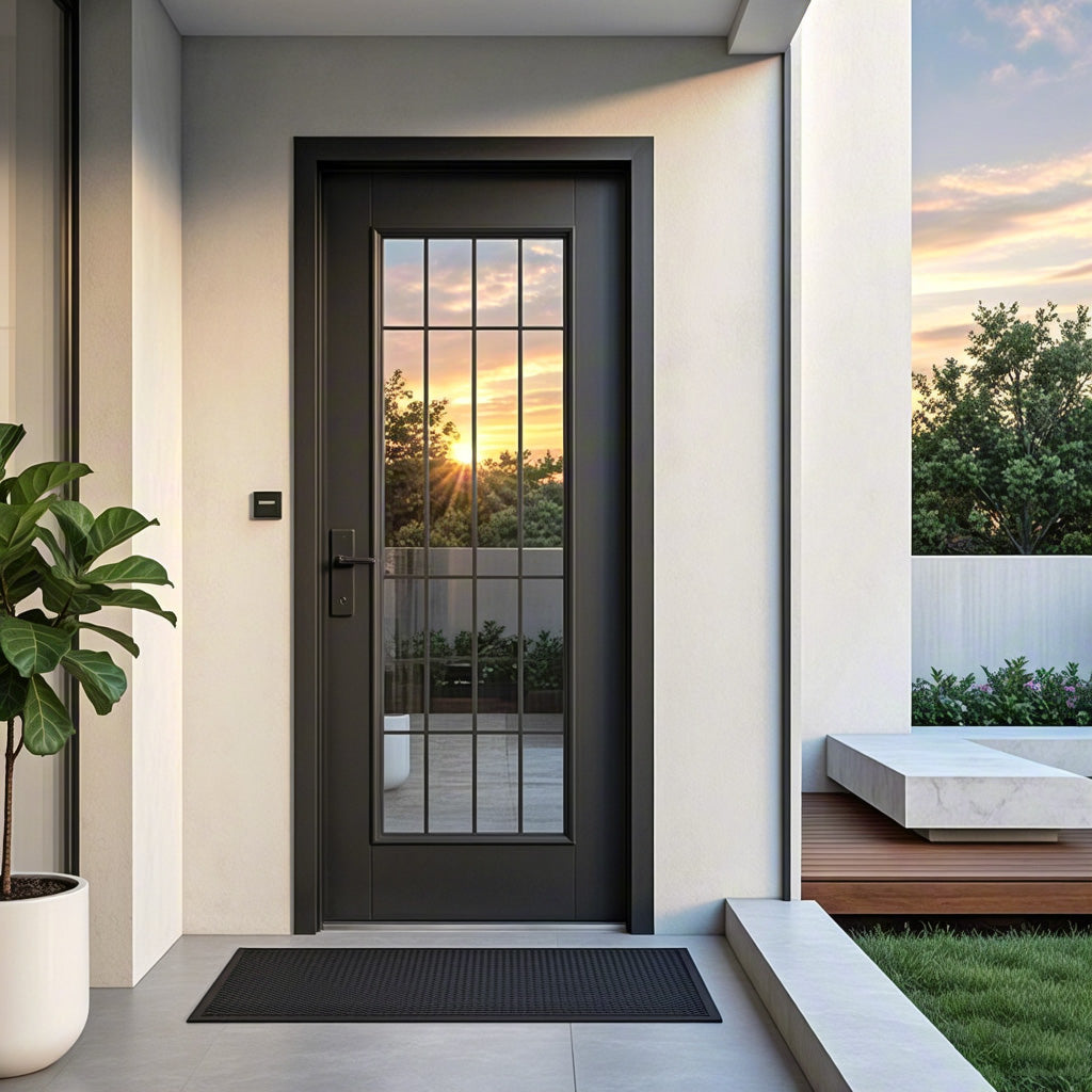 Matte black single iron door