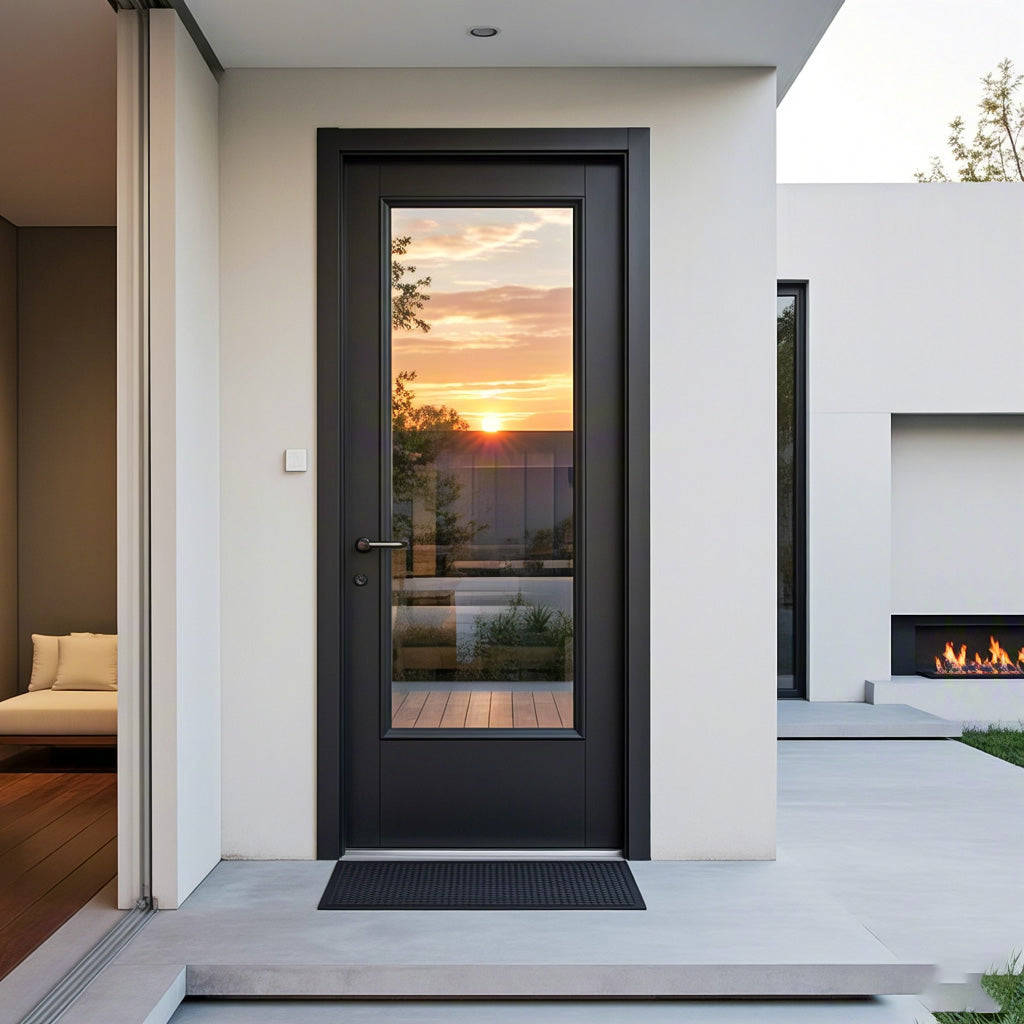 Matte black single iron door