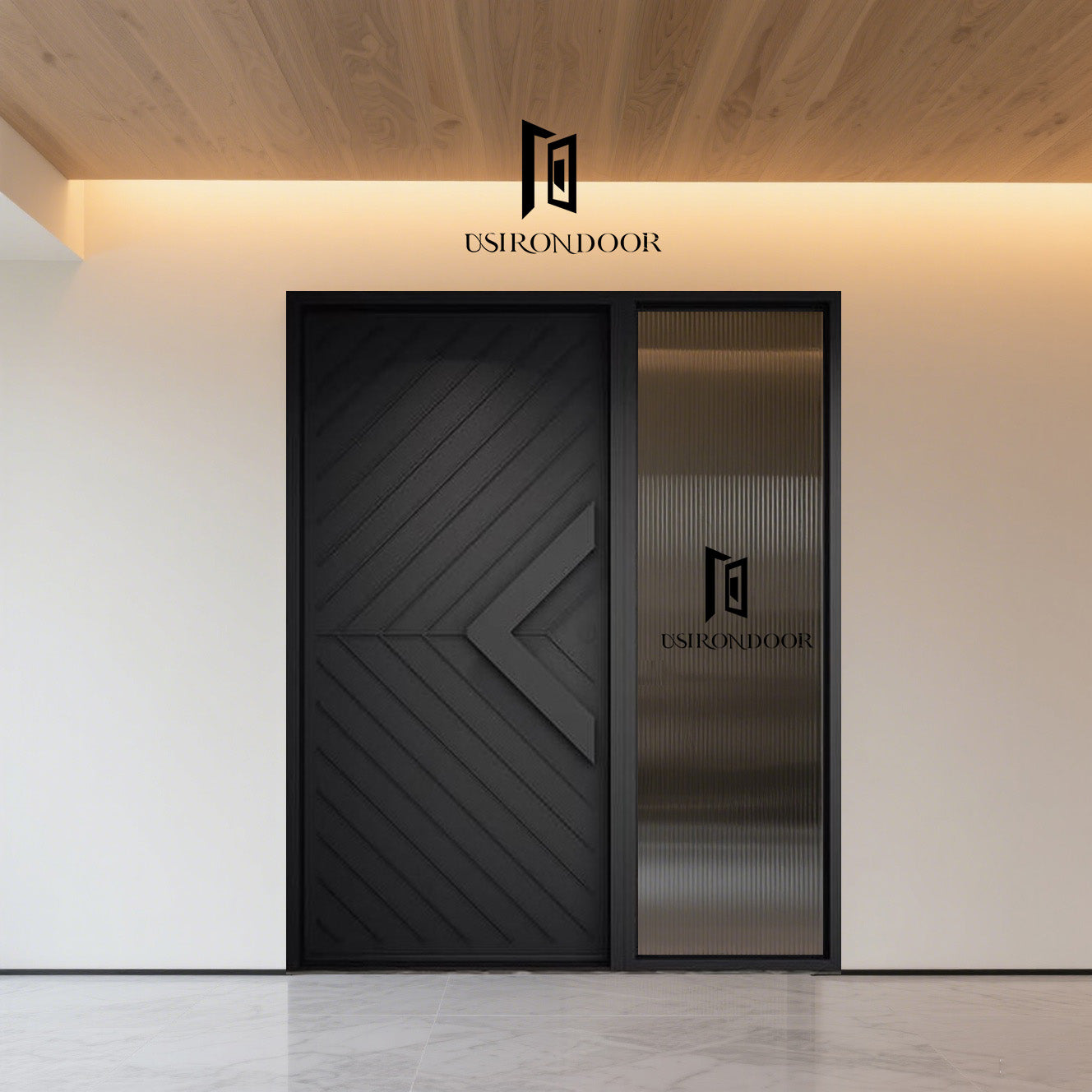 Batten steel hinge entry door