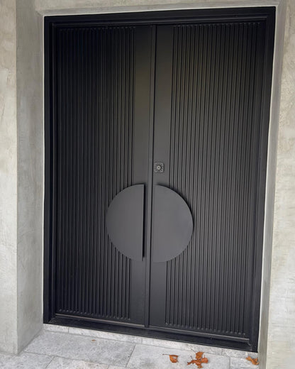 Modern batten steel Hinge Double Doors