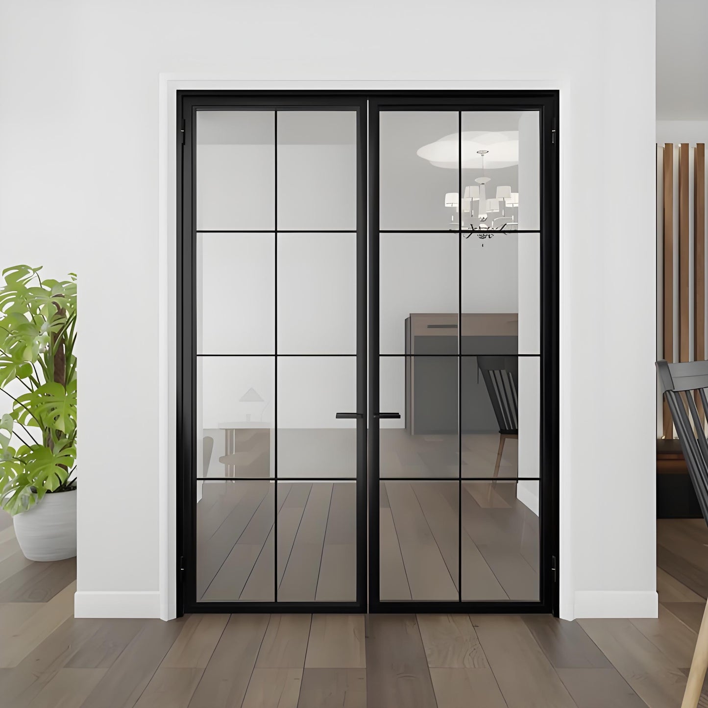 Modern European metal iron front door luxury bedroom living room entrance Glass Frame Barn Door