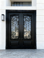 Customized wrought iron double entry door