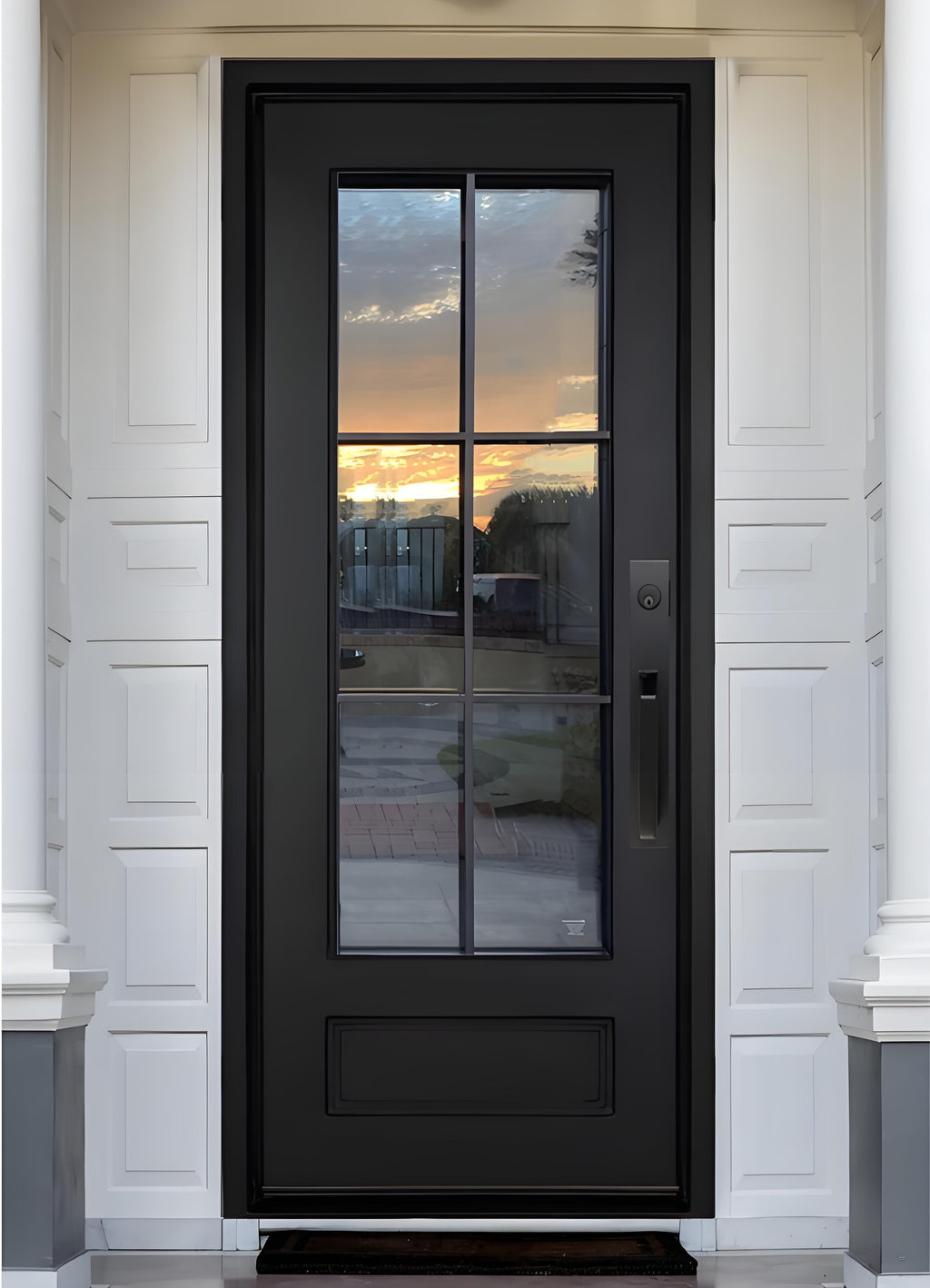 Matte black single iron door