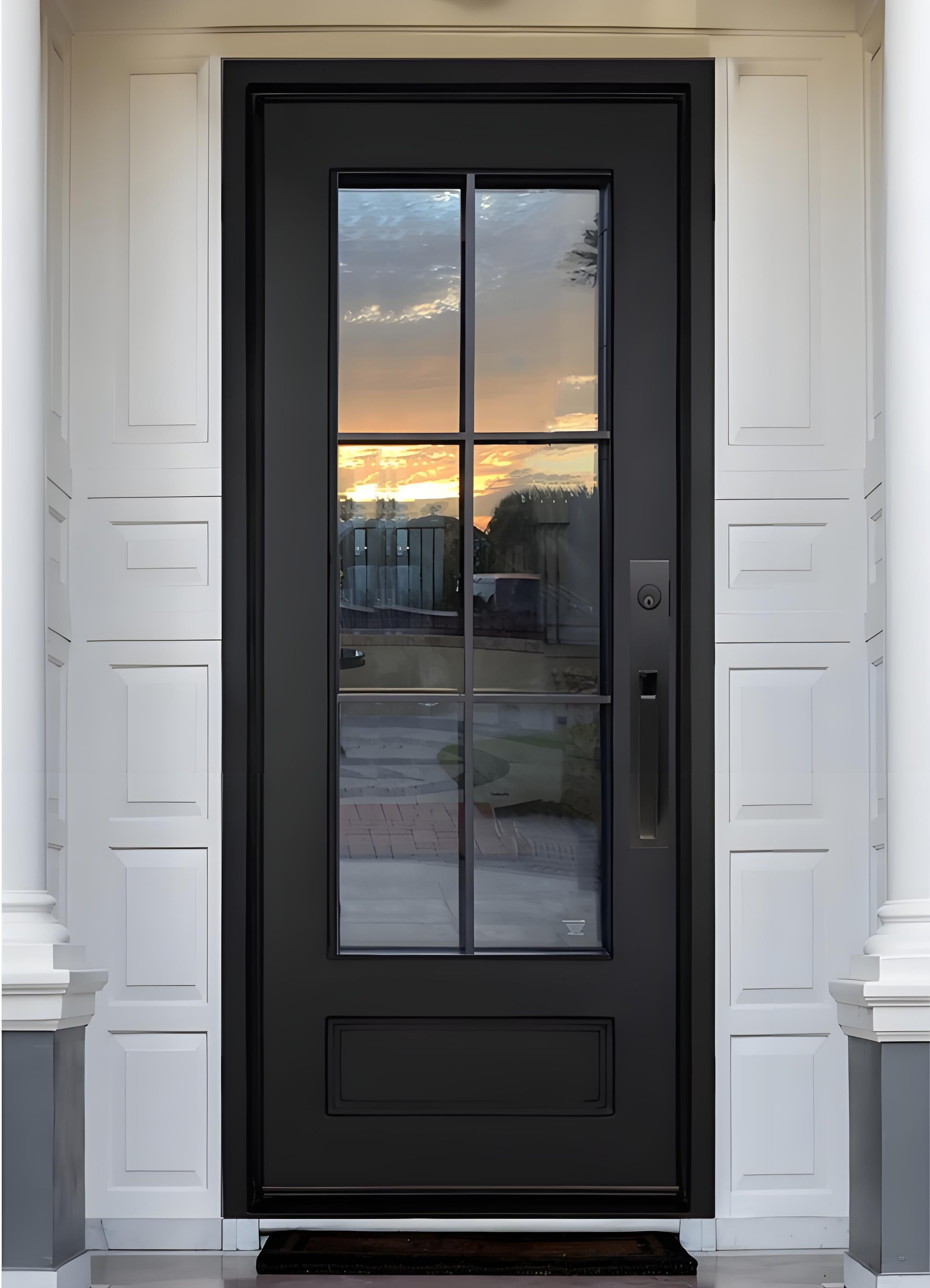 Matte black single iron door