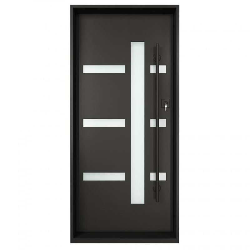 usirondoor Black Steel Single Front Door