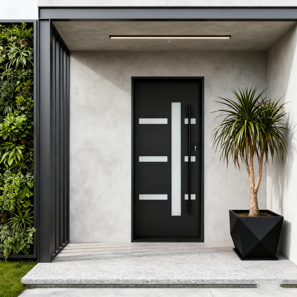 usirondoor Black Steel Single Front Door