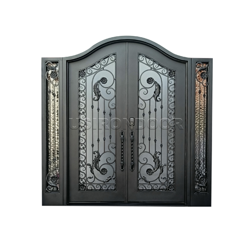 Ornate Wrought Iron Double Entry Door