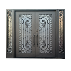 Ornate Wrought Iron Double Entry Door