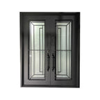 usirondoor Elegant Black Wrought Iron Double Front Door