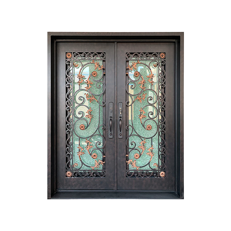 Entrance iron glass door modern iron exterior doors front wrought iron french doors