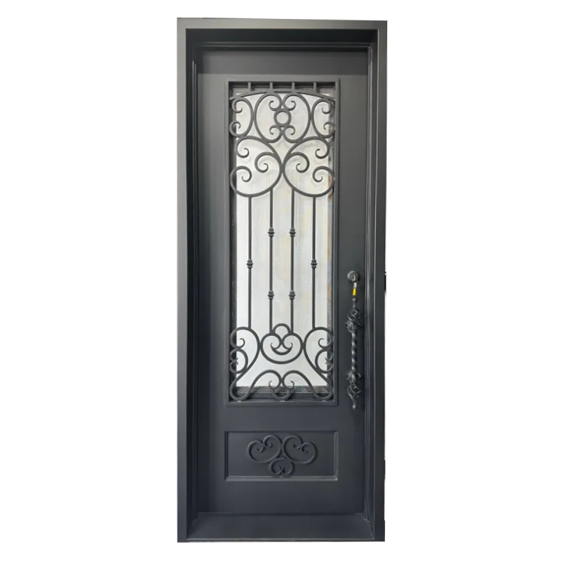 Single wrought iron front door