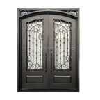 Customized wrought iron double entry door