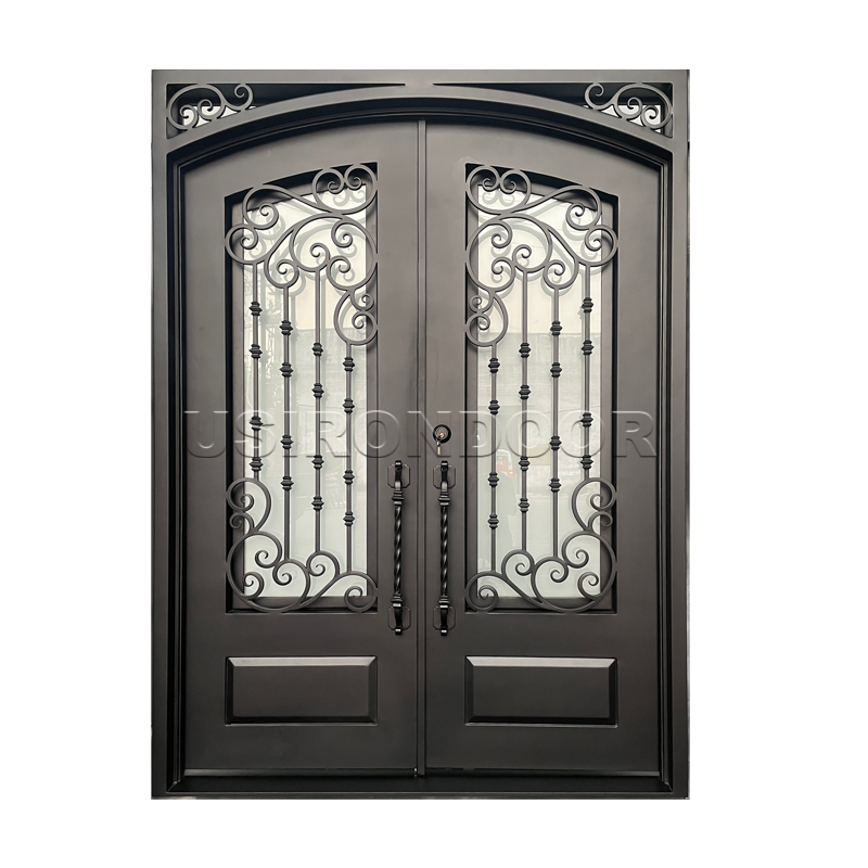 Customized wrought iron double entry door
