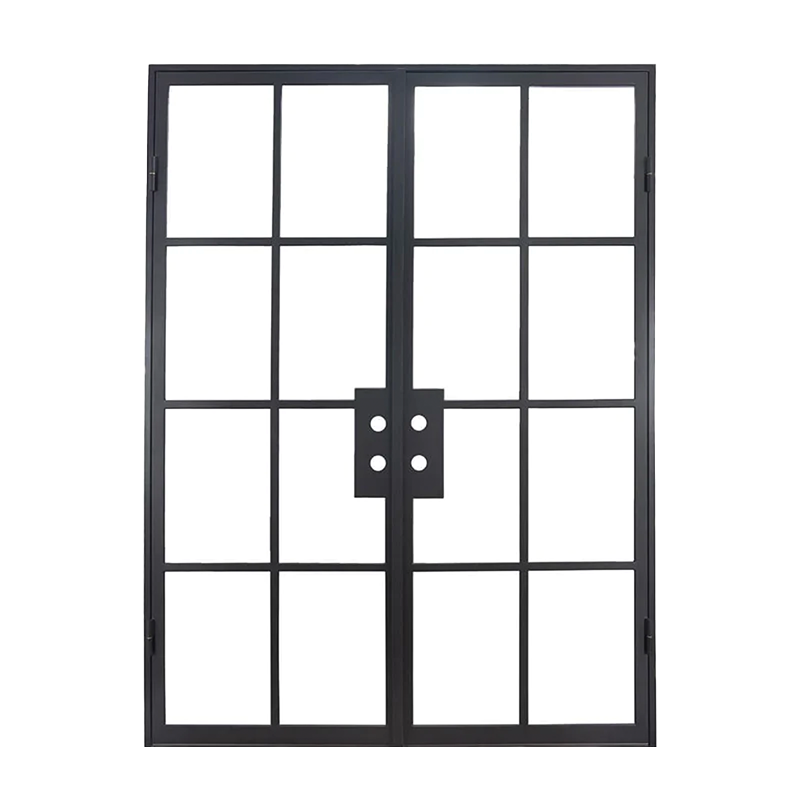 Modern European metal iron front door luxury bedroom living room entrance Glass Frame Barn Door