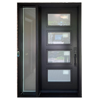 Single Entry Iron Door With Glass Panel