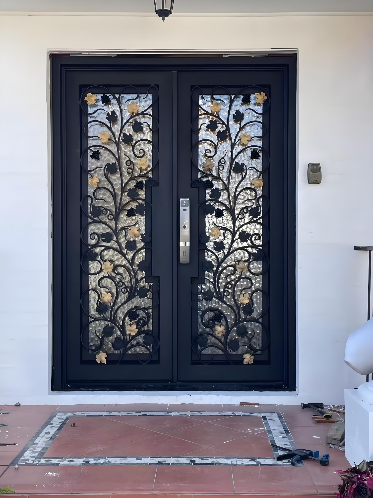 Luxury grape design iron entry door