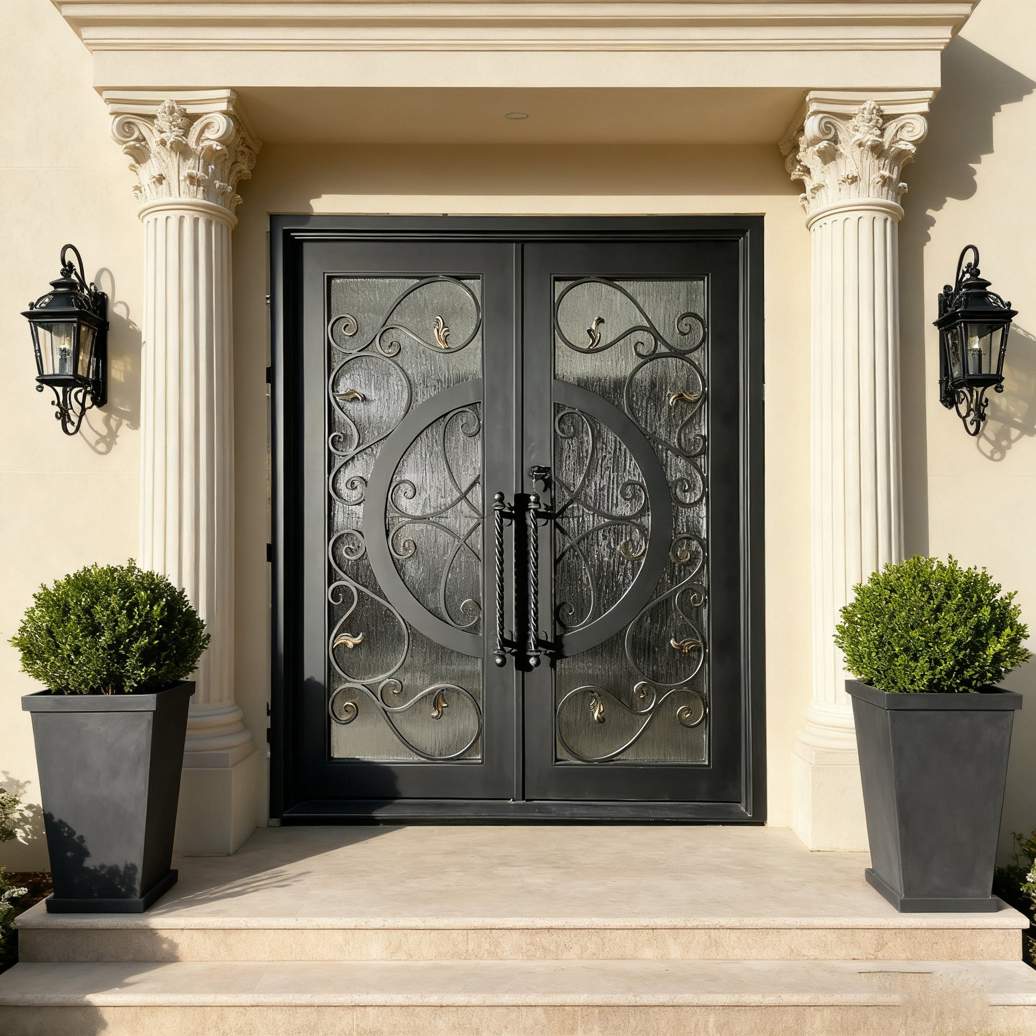 Wrought iron door with circle design