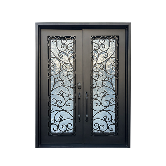 Wrought iron double door main iron glass door designer outside wrought iron door