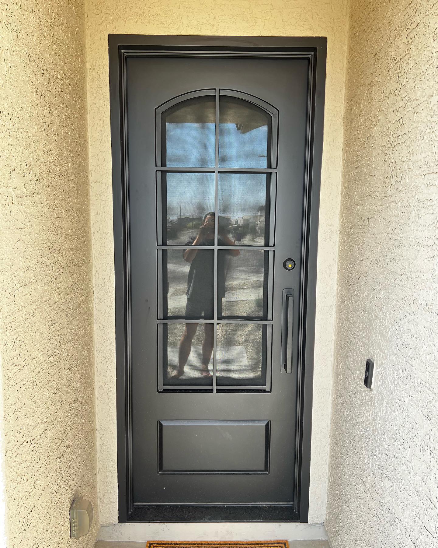 Modern entrance iron single door