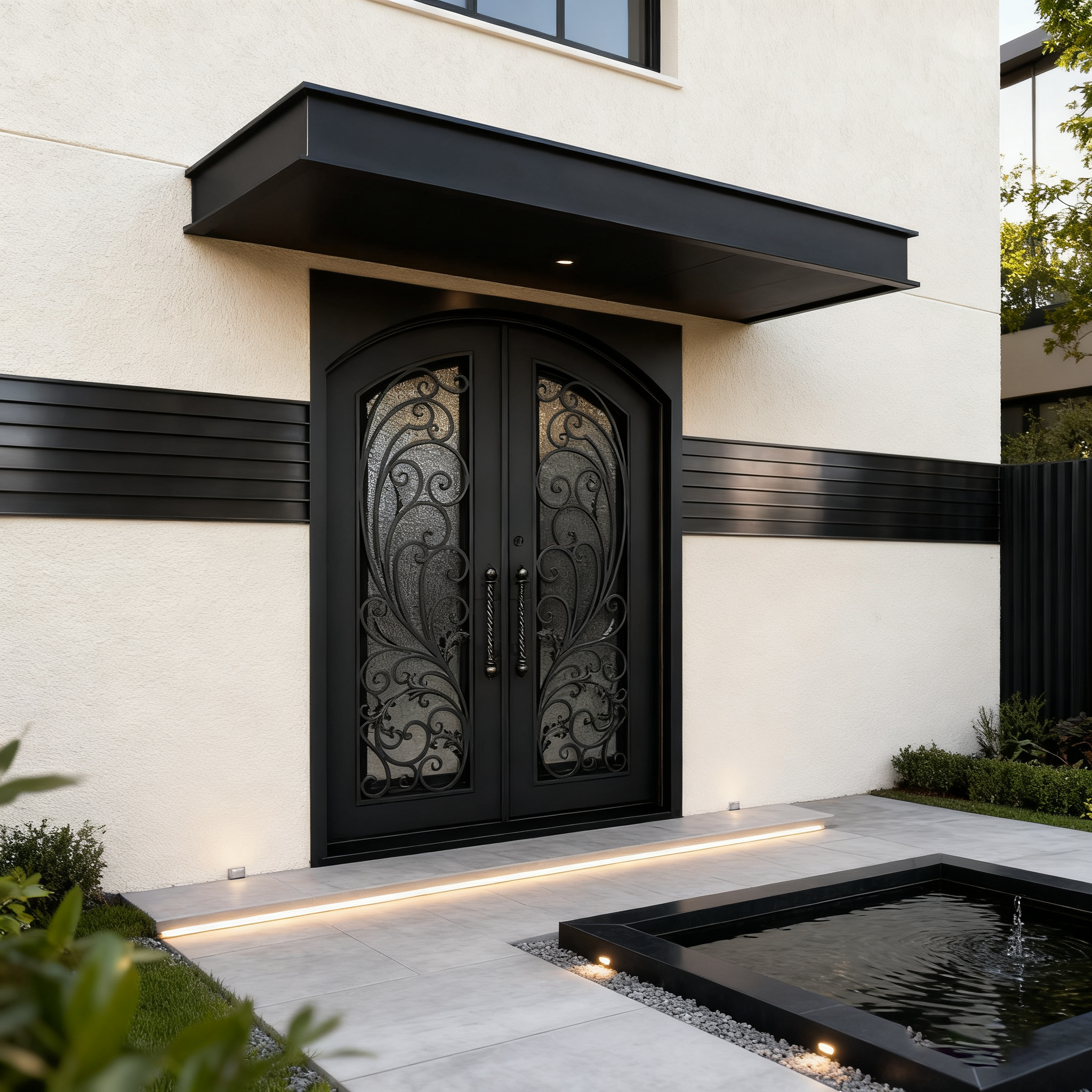 usirondoor Black Finish Elegance Wrought Iron Door