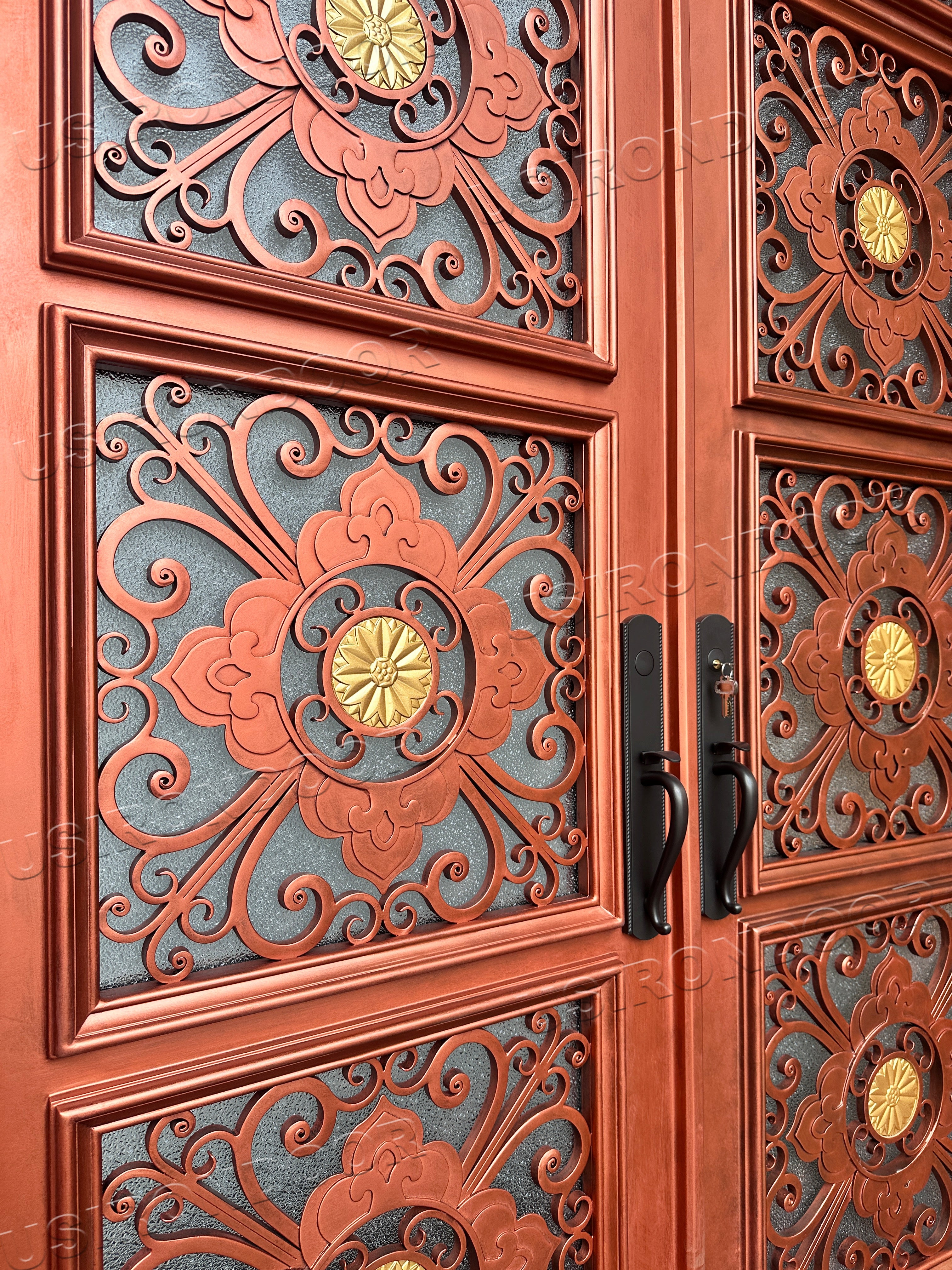 usirondoor Luxury style Wrought Iron Double Front Door