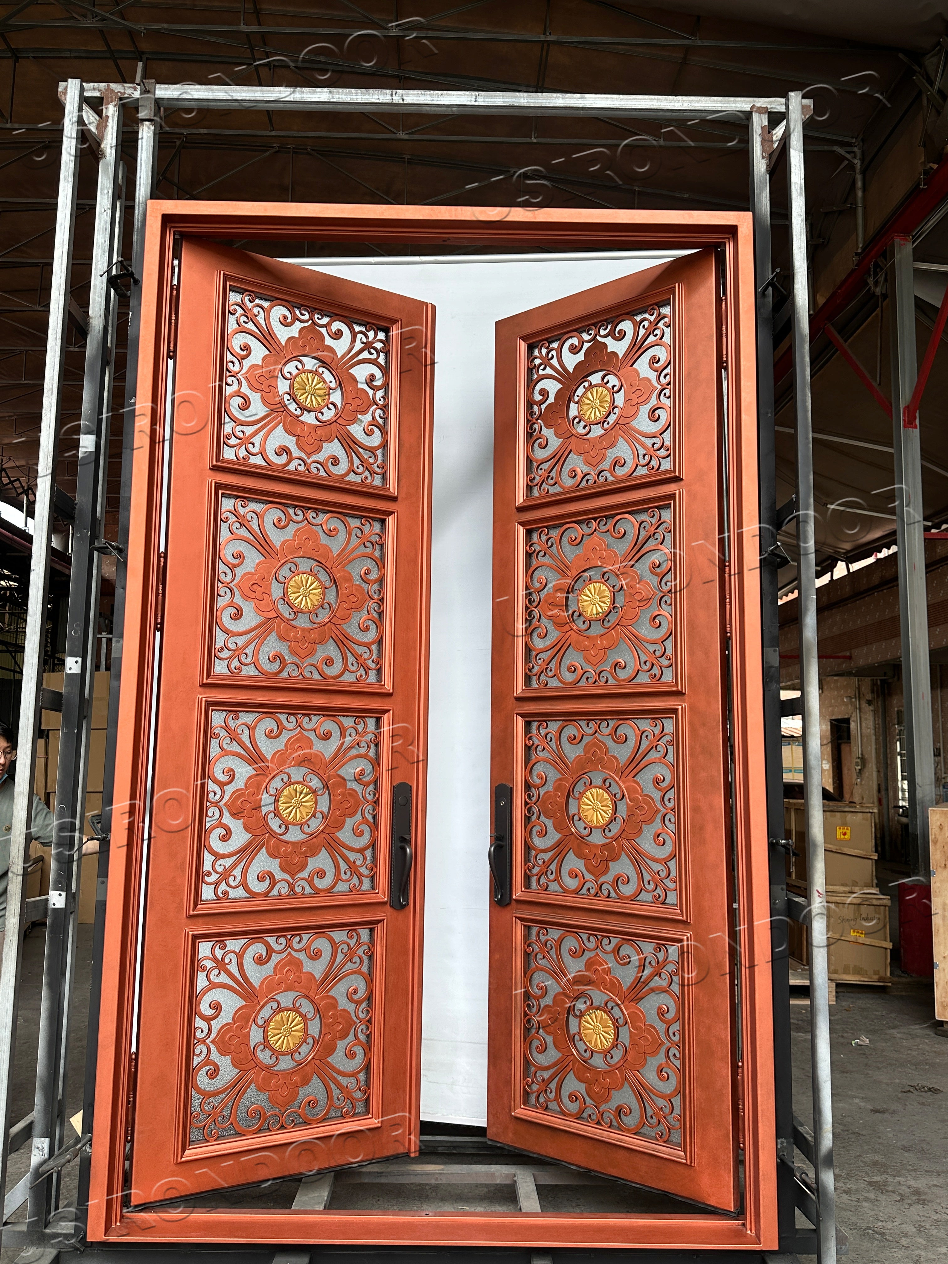 usirondoor Luxury style Wrought Iron Double Front Door