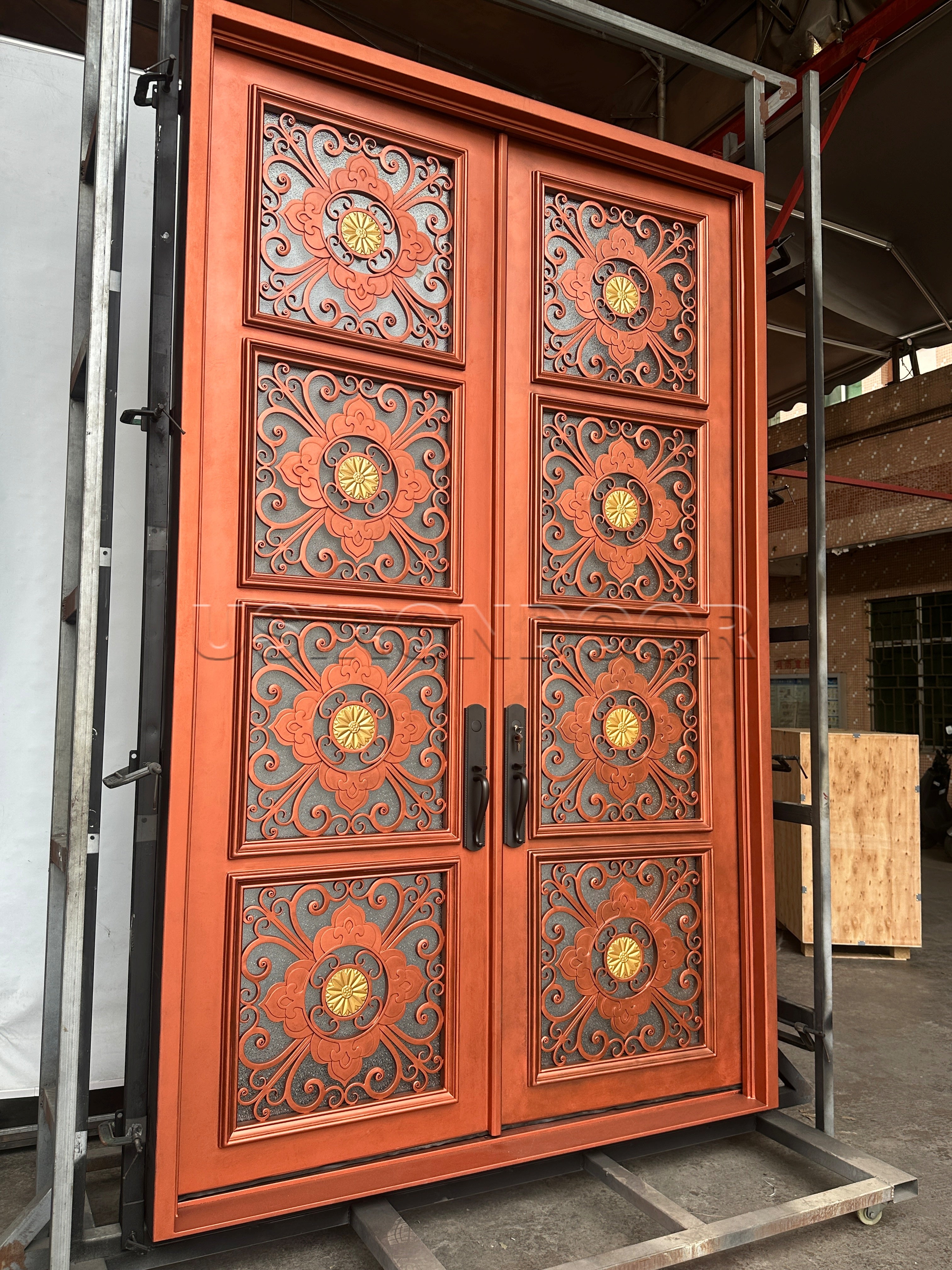 usirondoor Luxury style Wrought Iron Double Front Door