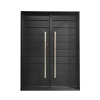 usirondoor Modern Sleek Black Double Entry Door