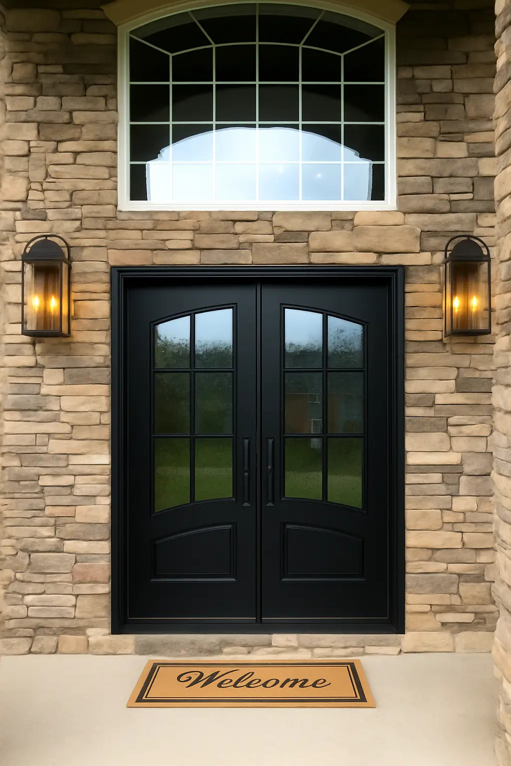 Steel double front entry door