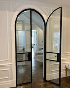 usirondoor- interior arched double steel glass door