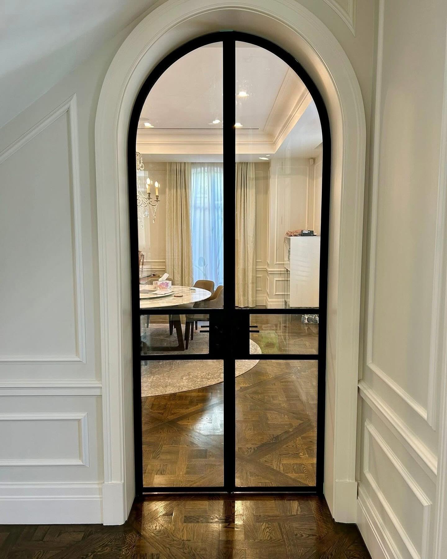 usirondoor- interior arched double steel glass door