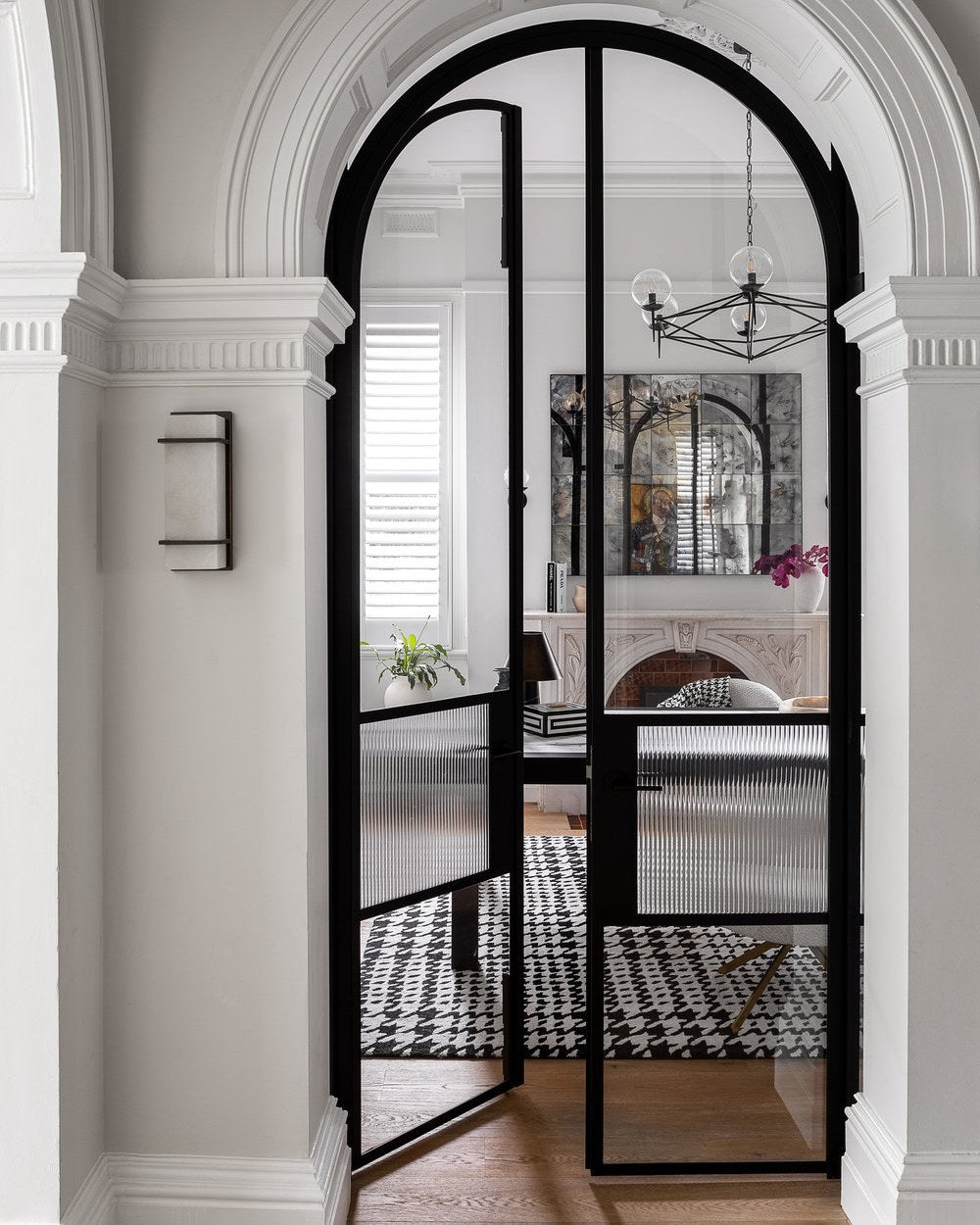 usirondoor- interior arched double steel glass door