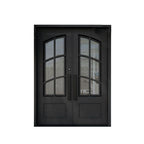 Curved Double Glass Iron Door