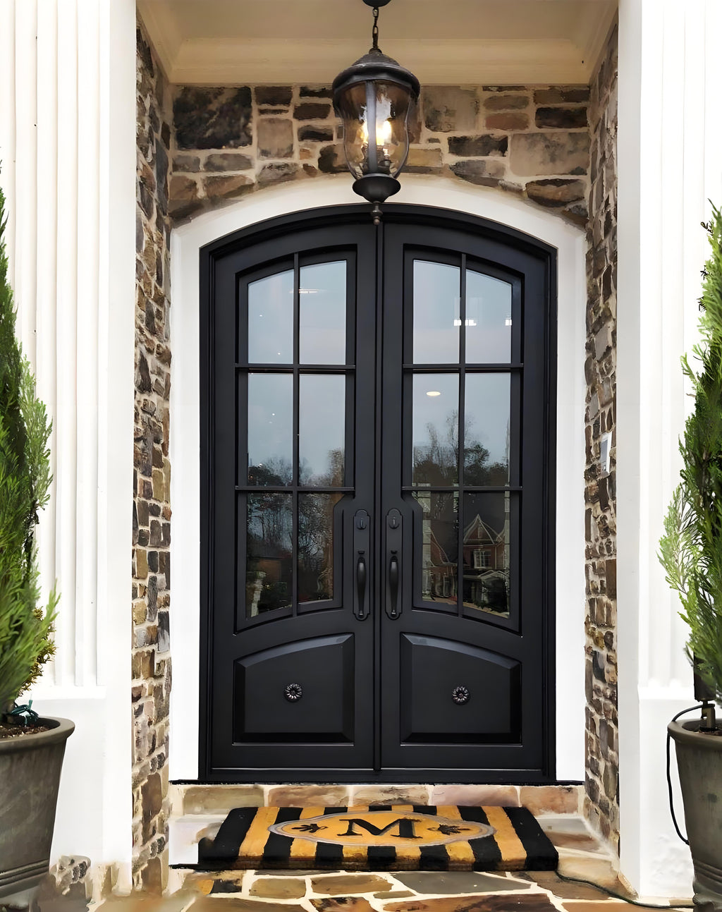 Custom double front iron door