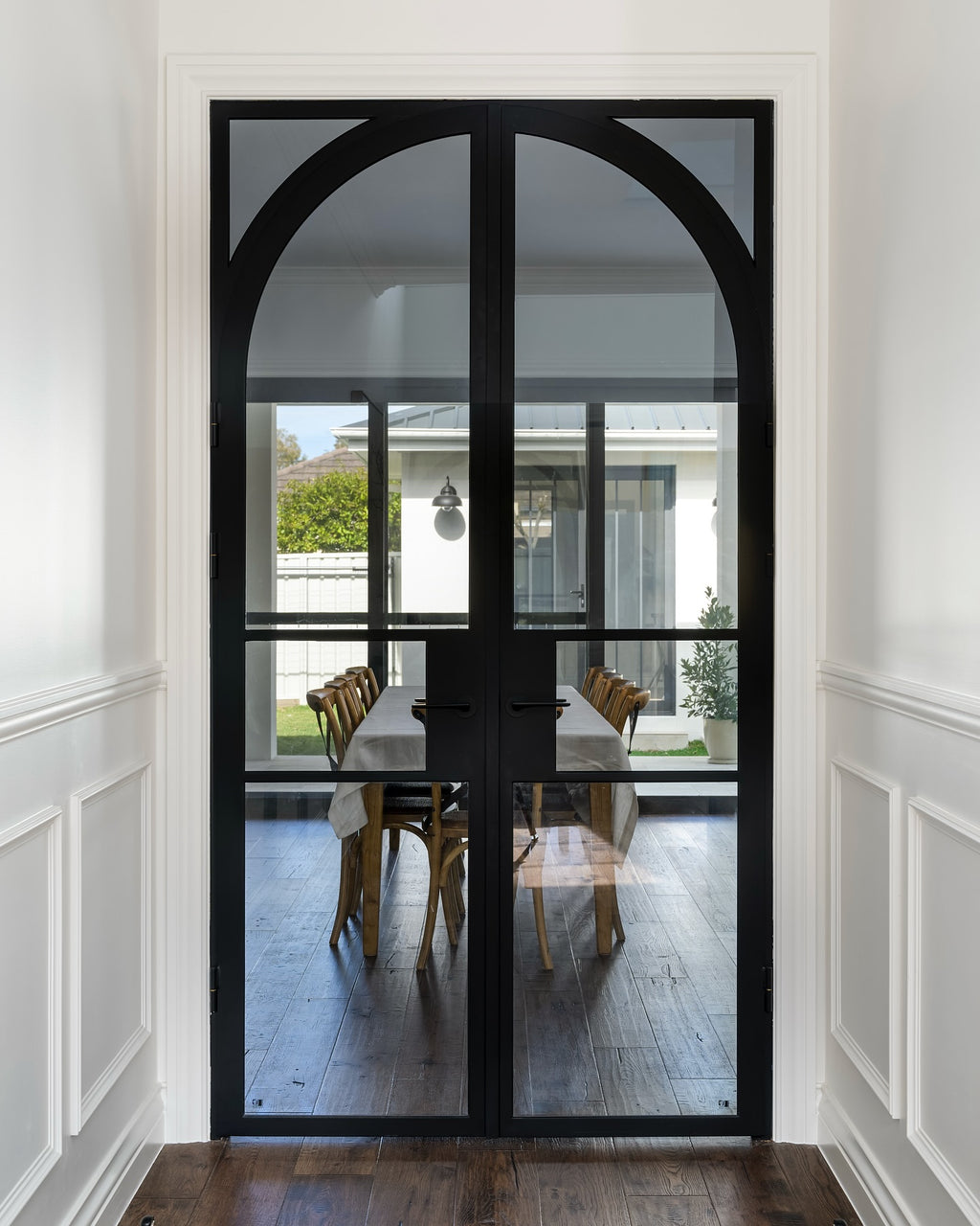 usirondoor- interior arched double steel glass door