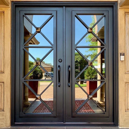 Modern Cross Double Iron Door