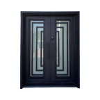 Modern Iron Entry Door with Geometric Design