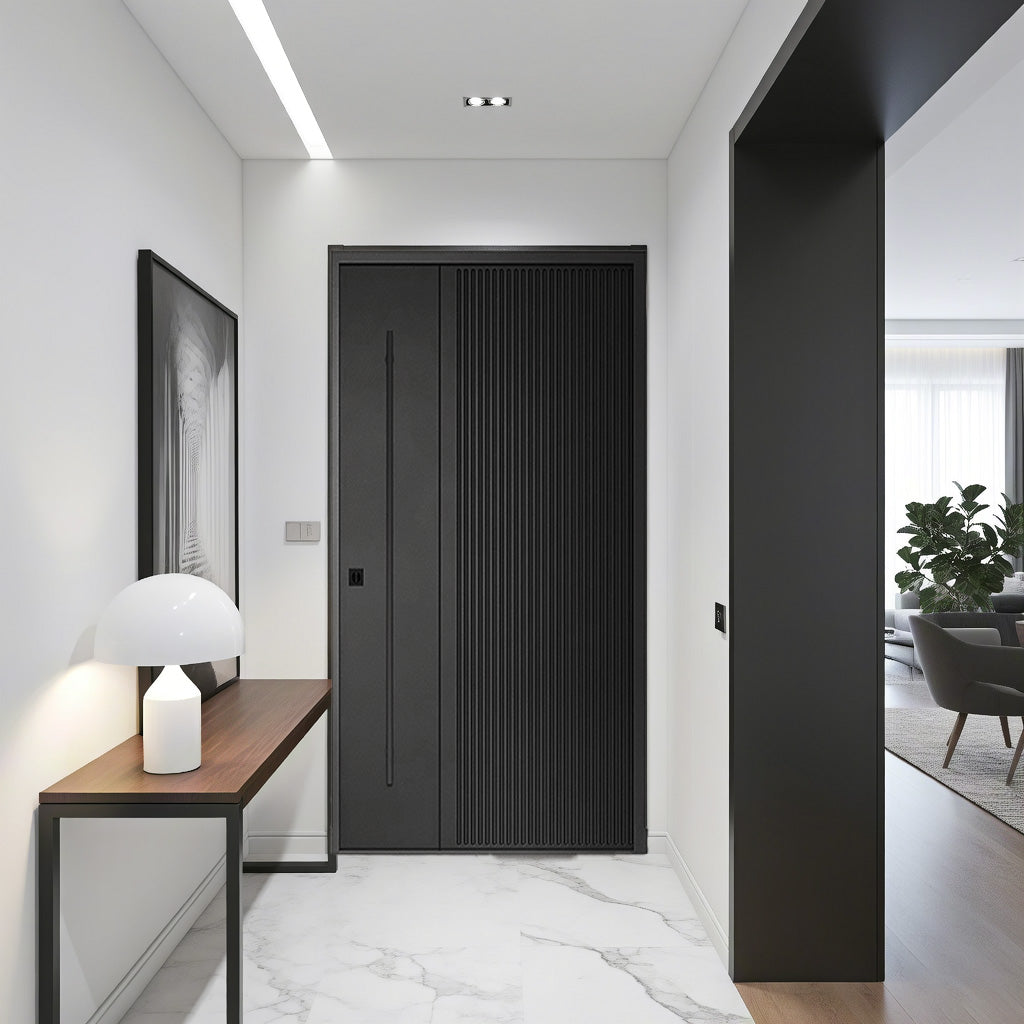 Black modern exterior door