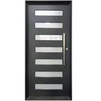Modern single entry door with sleek black finish