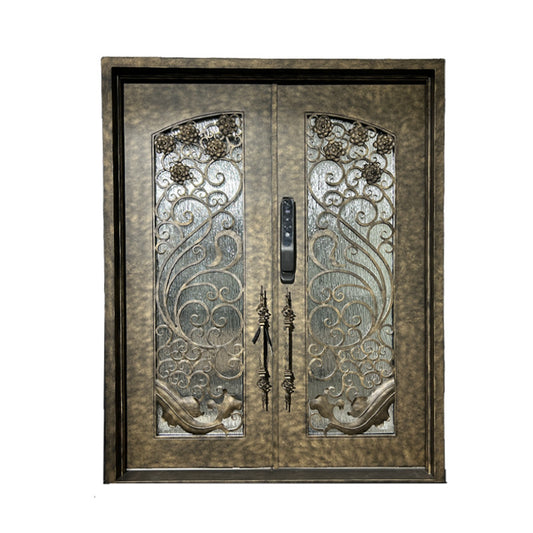 Luxury Golden Double Entry Wrought Iron Door